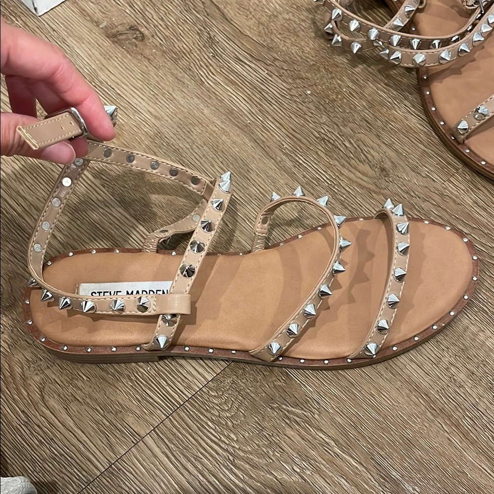 Steve Madden Tan and Silver Embellished Sandals - Picture 2 of 3